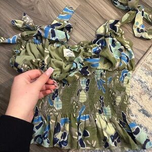 Wilfred Green and Blue Floral Crop Top